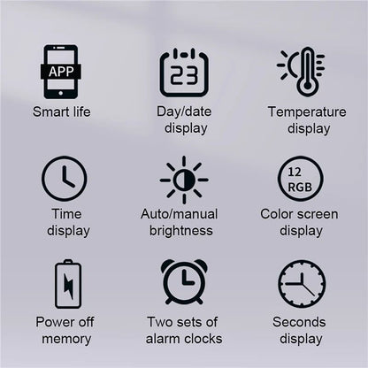 RGB LED Digital Wall Clocks Intelligent Wifi App Control Temperature Date Week Display Multi-functional Electronic Alarm Clock