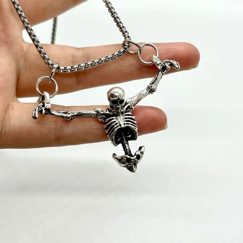 Colar com Pingente de Caveira Masculina Estilo Punk - Vintage, Criativo, Hip Hop, Personalizado, Joia para Festas