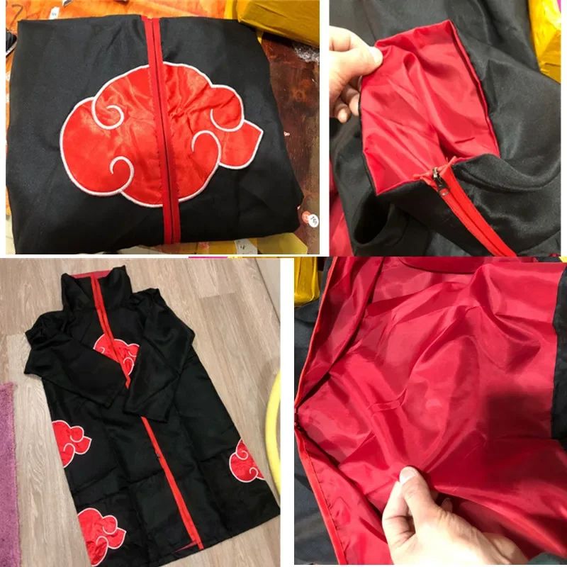 Anime Red Cloud Cosplay Cloak Costume Halloween Dawn Organization Robe Embroidered Cloak Unisex Men Women Party Necklace Props