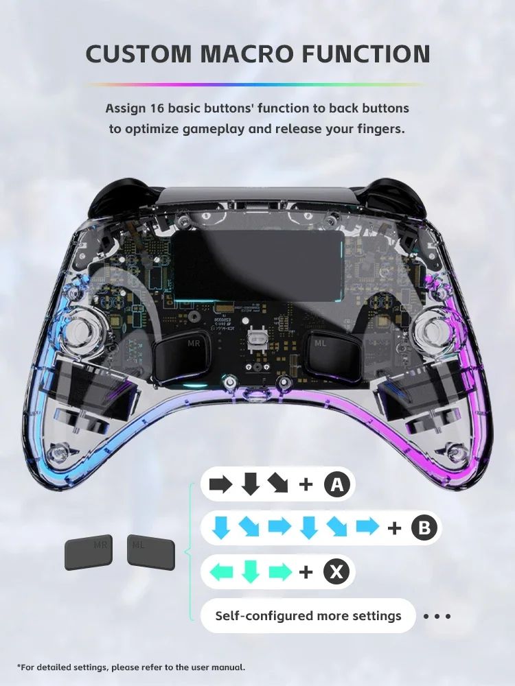 DATA FROG Transparent LED Wireless Controller For Switch Switch Lite Switch OLED Gamepad