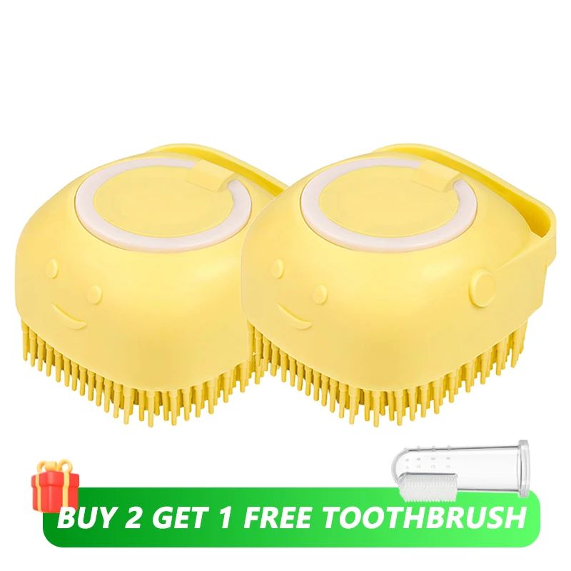Escova de Banho para Cães Escova de Massagem para Animais de Estimação Dispensador de Shampoo Escova de Silicone Macio Cerdas de Borracha para Cães e Gatos Ferramenta de Banho e Higiene