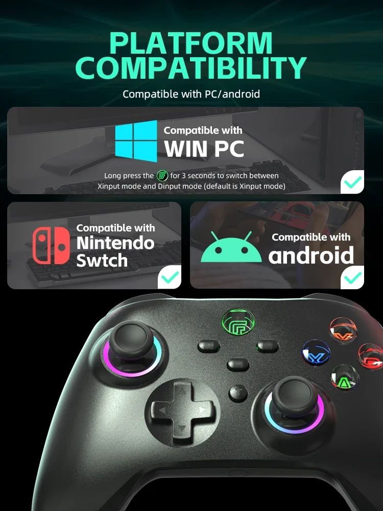 DATA FROG Turbo Programmable Wireless Pro Gamepad Compatible With Switch OLED LITE PC Android
