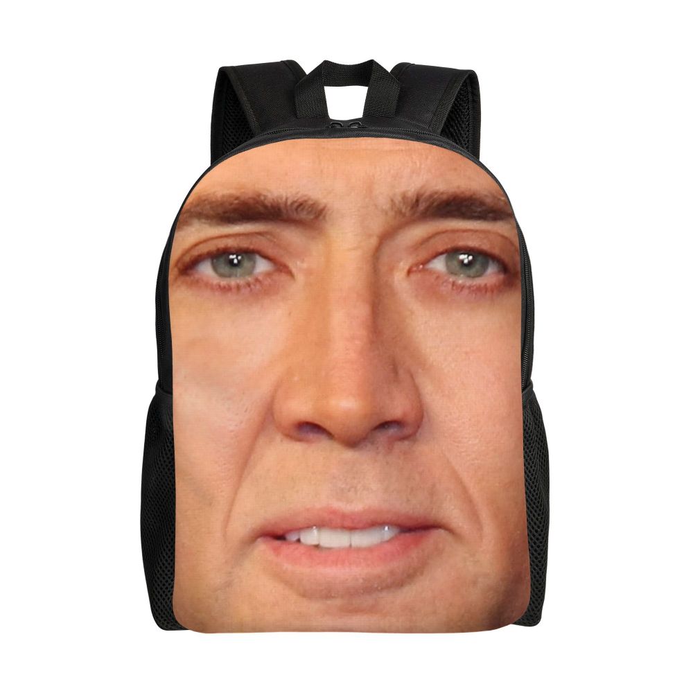 Custom Nicolas Cage Meme Laptop Backpack Women Men Basic Bookbag for College School Student Funny Bags