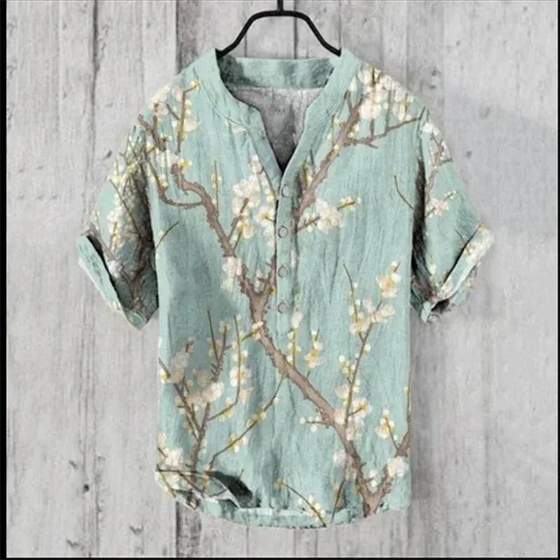 Men's 3D printed men's casual button up long sleeved shirt men's four season top men's 5XL size