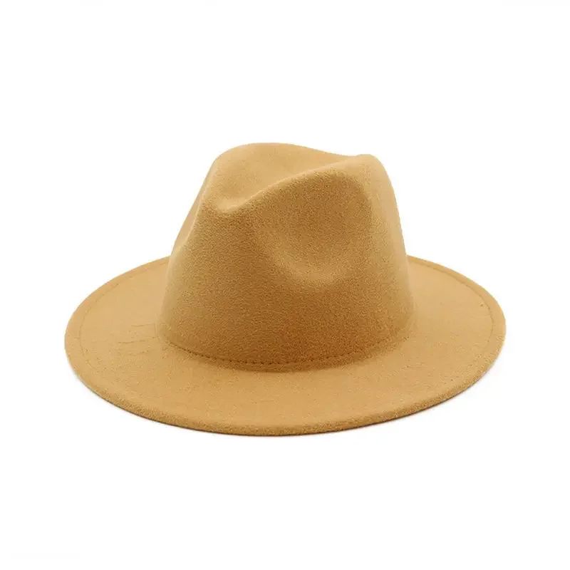 Chapéu Fedora de Feltro de Lã Novo para Mulheres e Homens, Elegante para Outono Inverno, Chapéus de Inverno para Senhoras e Cavalheiros, Casamento, Igreja, Jazz, 55-60CM Gorros