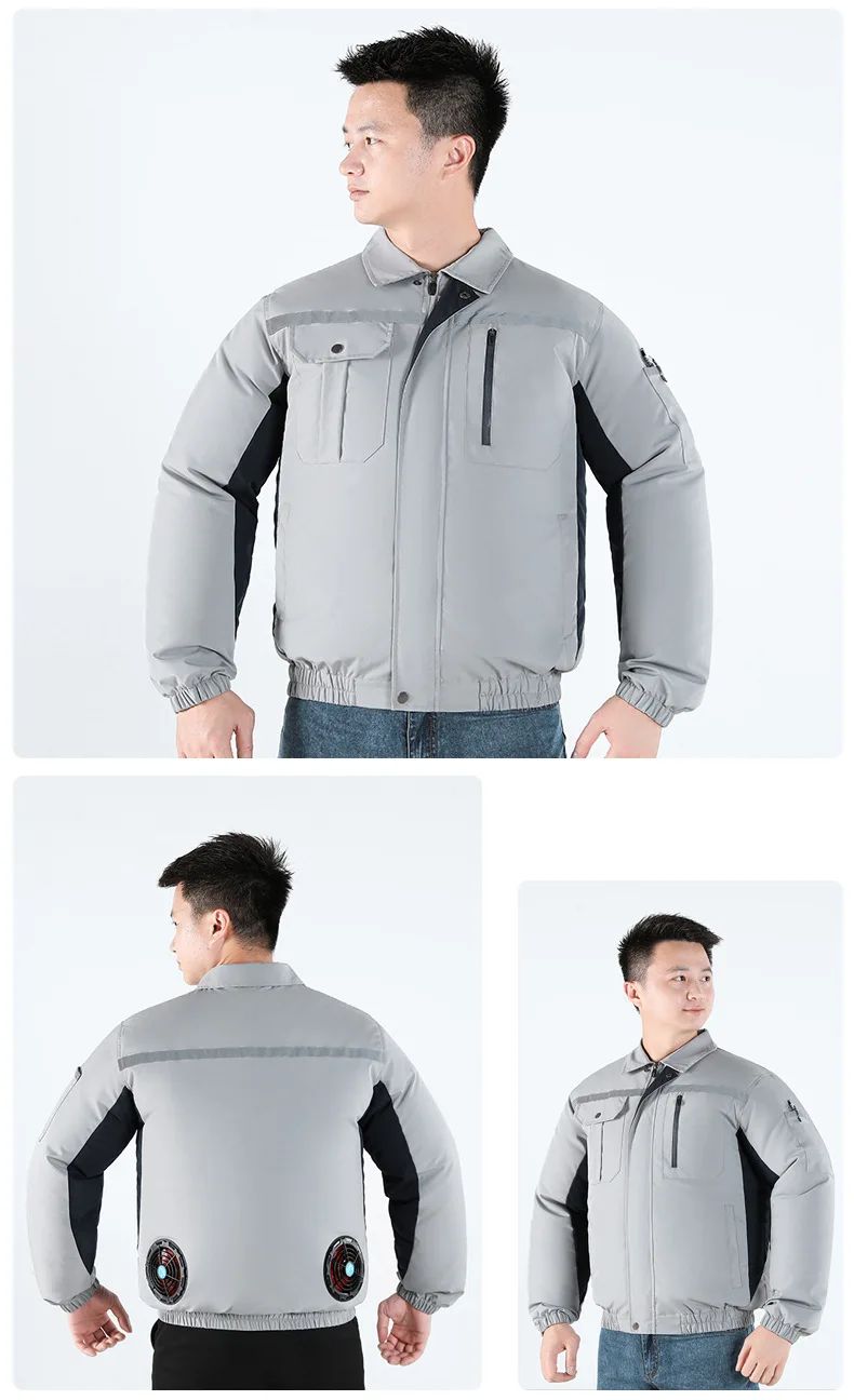 Summer Cooling Jacket Men's Hooded Fan Jacket Heat Resistant Fan Air Conditioner Clothes Breathable Outdoor Fishing Fan Workwear