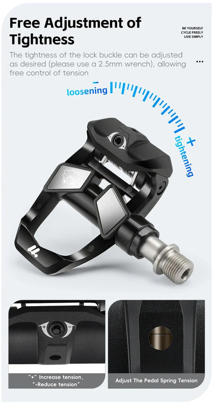 WEST BIKING Road Bike Pedals Nylon Bicycle Locking Pedals Cycling Bearing Cleats Clipless Pedal Look System With Locking Plates