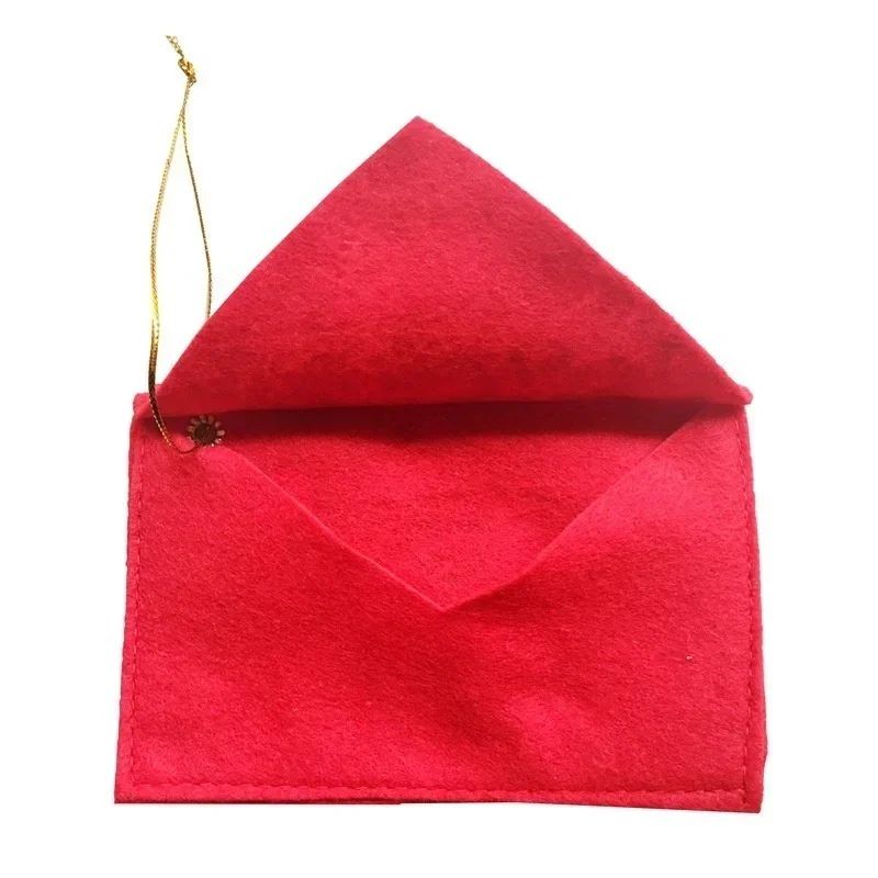 Santa Claus Envelope Red Felt Non-Woven Letter Embroidered Envelopes for Christmas Tree Hanging Card Candy Gifts Bags Home Decor