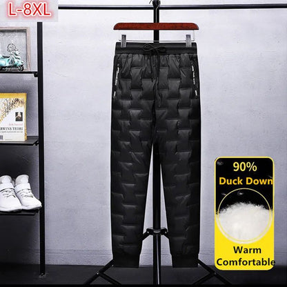 Calças Masculinas de Pena de Pato para Exterior, Acolchoadas, Inverno, 8GG, 7GG, 6GG, Jogger, Quente, Impermeável, Térmica, Tamanhos Grandes, Roupas Resistentes ao Frio