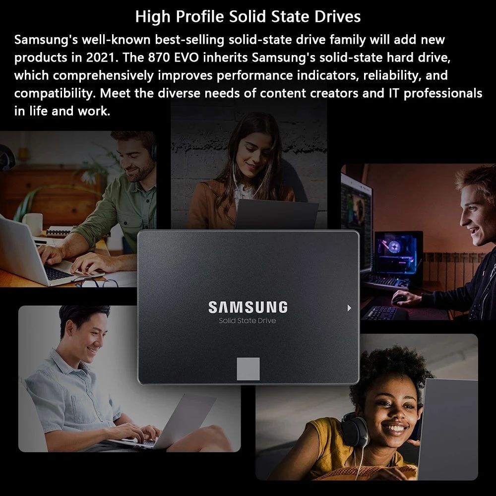 SAMSUNG SSD 870 EVO 1TB 2TB 250GB 500GB Disco de Estado Sólido Interno HDD SATA3 2,5 polegadas para Laptop PC Desktop MLC disco duro