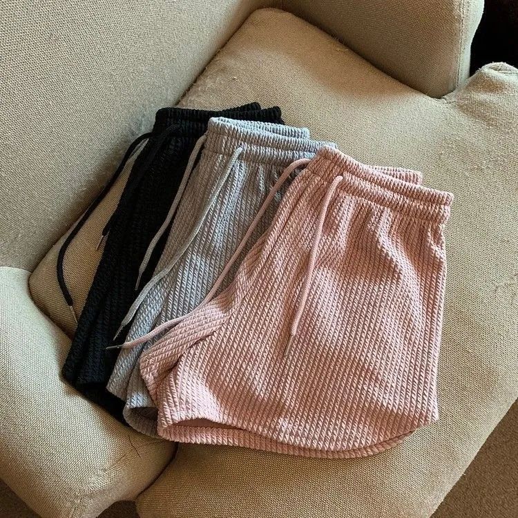 Women Shorts Summer High Elastic Lace Up Drawstring Wide Leg Sweat Short  Shorts for Women  Women Clothing  Womens Shorts