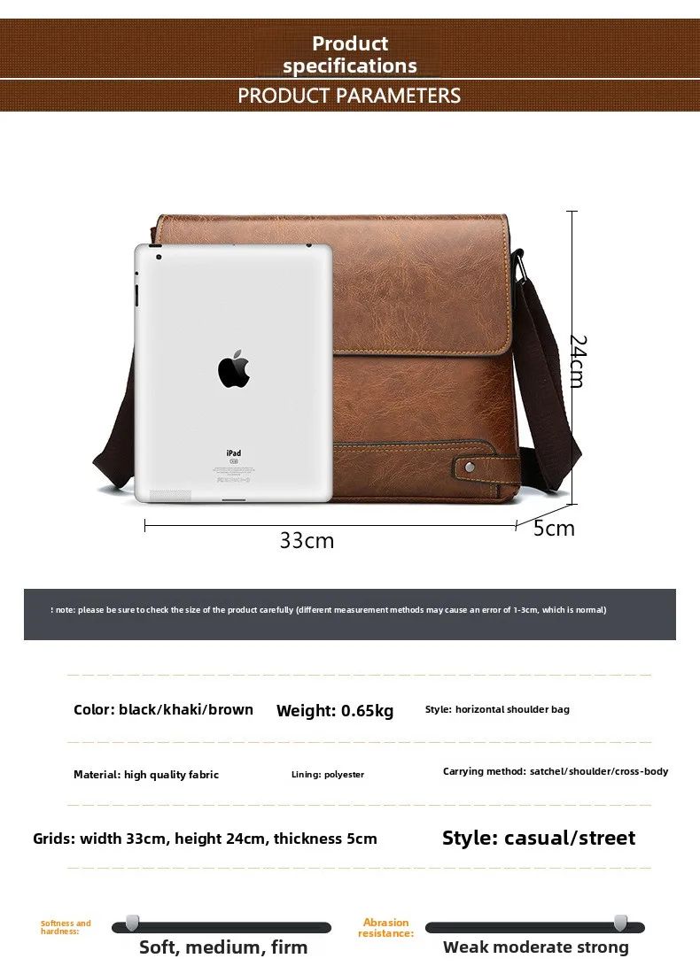 Men's Solid Color Retro Leather Shoulder Bag, Casual Business Messenger Bag Horizontal A4 Paper Travel Bag Briefcase Laptop Bag