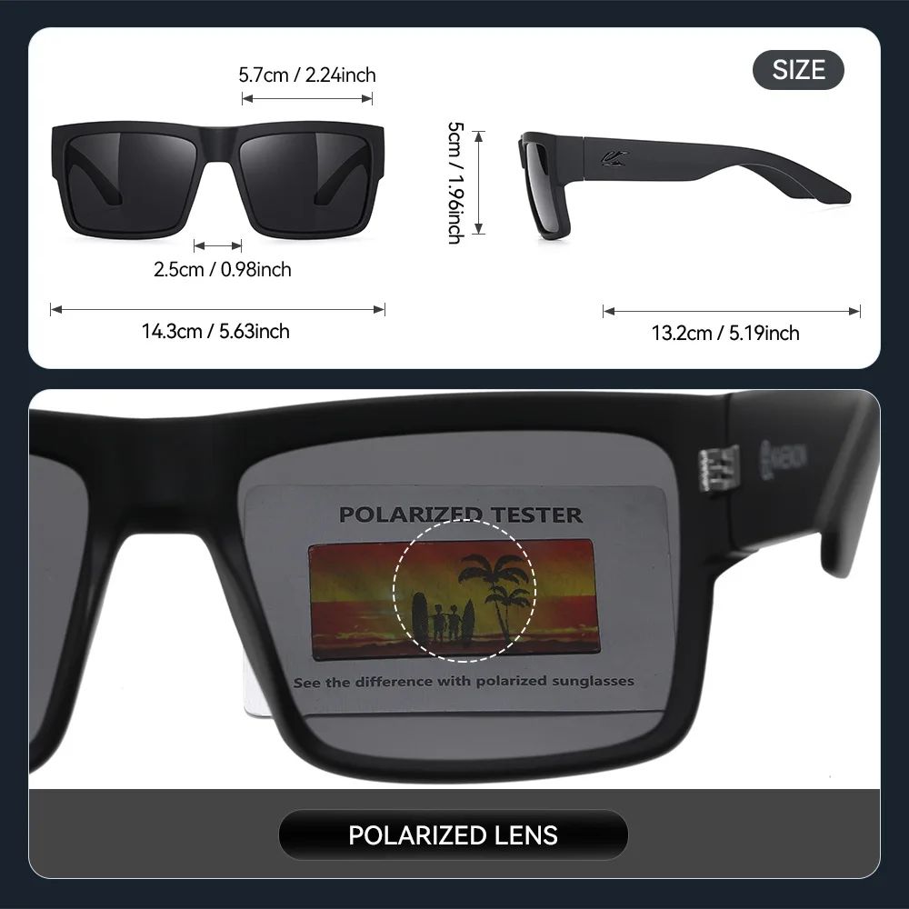 KAENON Fashion Square Versatile Polarized Sunglasses Men Women Sports Fishing Driving Sun Glasses UV400 Eyewear