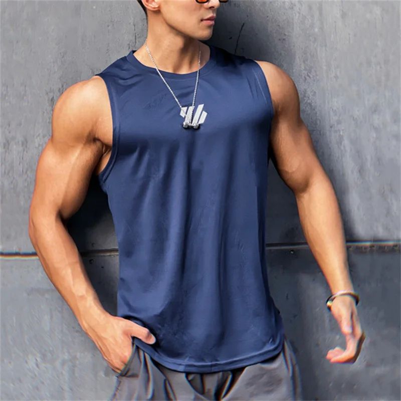2025 newest Summer Gym Vest High Quality mesh Shirt Sleeveless T-shirts Men Tank Tops Fitness Sports Vest men casual Clothing