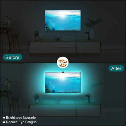 Smart TV LED Backlight with Camera for 55-75 inch Screens RGBIC LED Strip Lights Sync to Screen& Music Gaming Room Decor Light