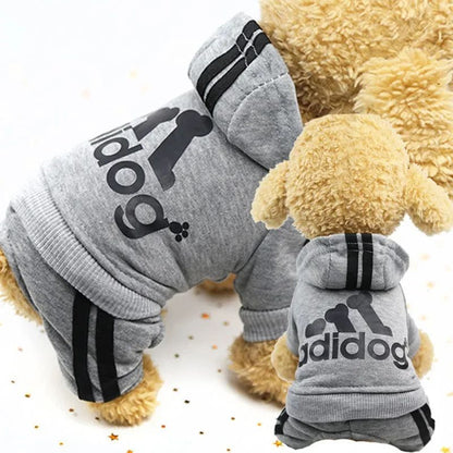 Roupas de inverno para cães pequenos Moletom Adidog para cães Macacão de lã para cães de raças pequenas Moletom esportivo para filhotes Macacão de 4 patas para cães