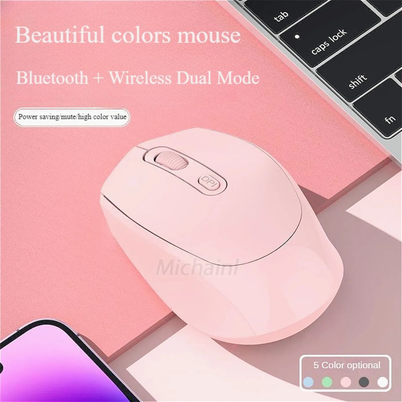 MINGCVIL Wireless Mouse RGB Rechargeable Bluetooth Mice Wireless Computer Ergonomic Gaming Mouse for Laptop PC adjustable DPI