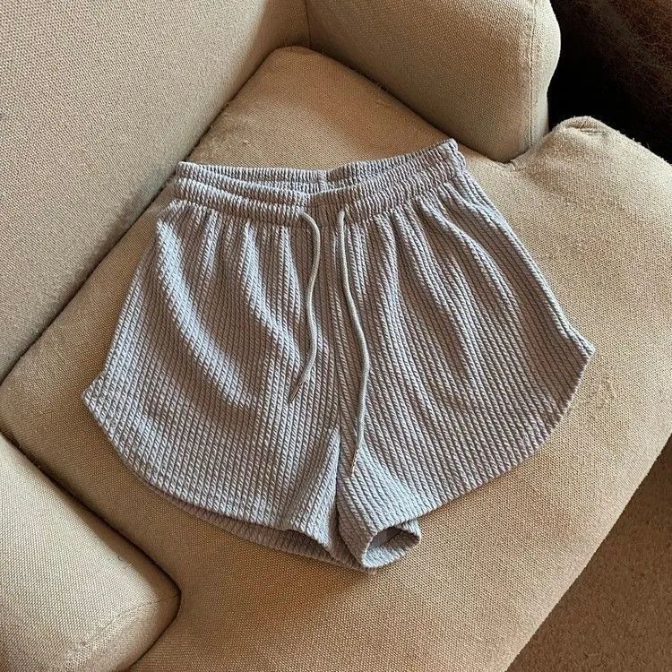 Women Shorts Summer High Elastic Lace Up Drawstring Wide Leg Sweat Short  Shorts for Women  Women Clothing  Womens Shorts