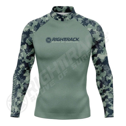 HotSale Men's Surfing Shirt CAMO Lycra Rashguard RIGHTTRACK Surf Sportswear Beach UV Protection Swimwear UPF50  Clothes