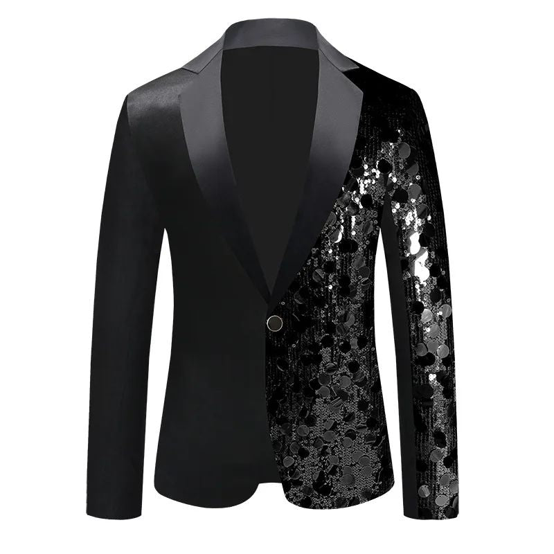 New Men Luxury Sequin Suit Jacket Silver / Gold Fashion Singer Bar KTV Dance Party Stage Performance Dress Blazers Coats