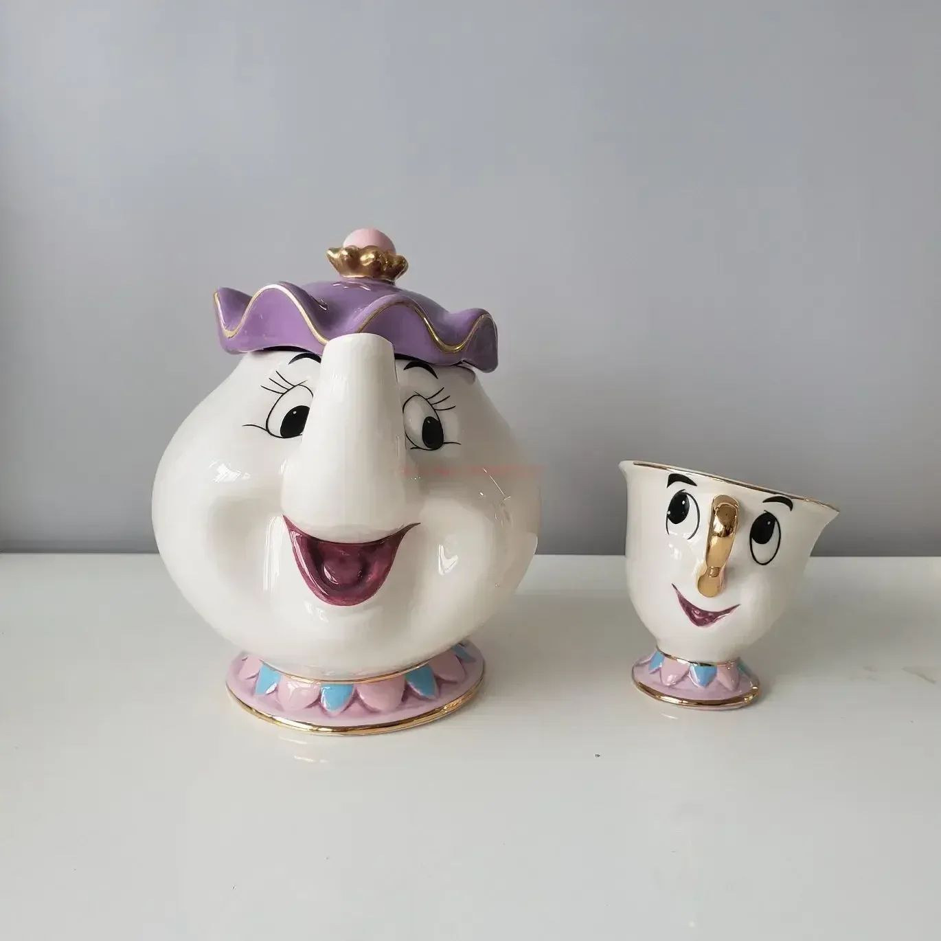 Bule da Disney Fofo Desenho Animado A Bela e a Fera Bules Caneca Sra. Potts Xícara Chip Bules Conjunto de Chá Dropshipping