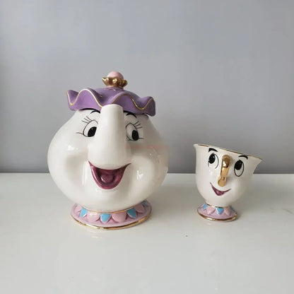 Bule da Disney Fofo Desenho Animado A Bela e a Fera Bules Caneca Sra. Potts Xícara Chip Bules Conjunto de Chá Dropshipping