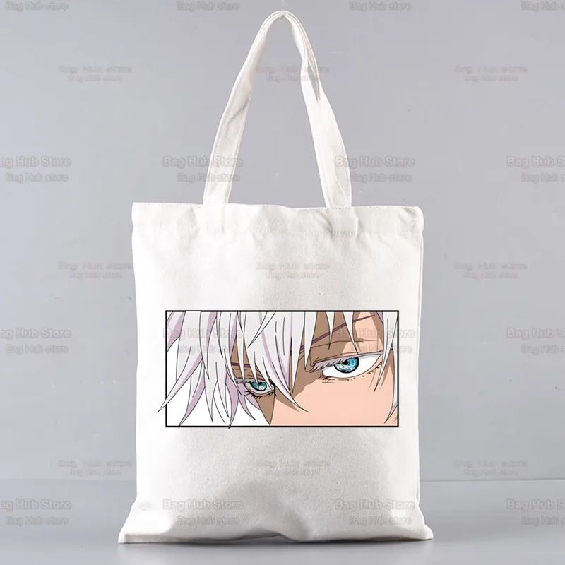 Gojo Satoru Jujutsu Kaisen Otaku Women Men Handbags Canvas Tote bags Reusable Cotton High capacity Shopping Bag