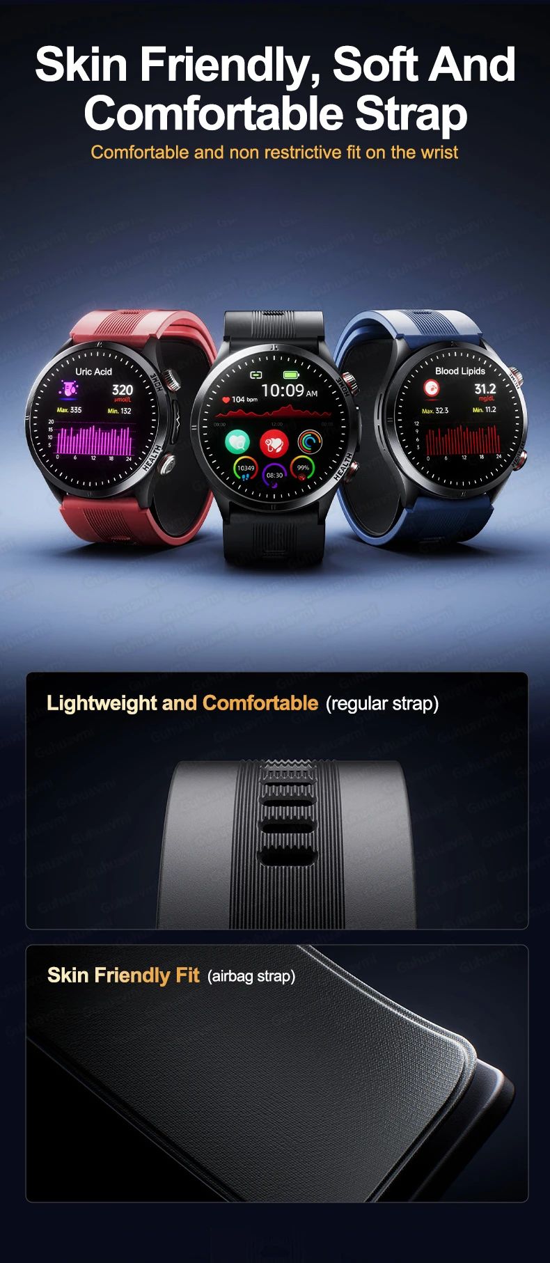 2026 New Health track NFC Air Pump+Air Bag Smartwatch Men Accurate Blood Pressure watches Uric Acid ECG Call Smart Bracelet lady