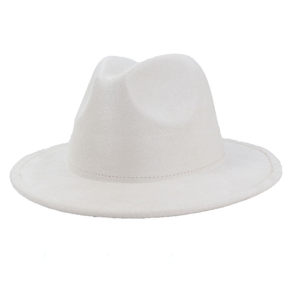 Chapéus Fedora de Camurça Feminino de Luxo Cor Sólida Elegante Festa Igreja Cartola Masculino Aba Larga Panamá Boné de Feltro Sombreros De Mujer