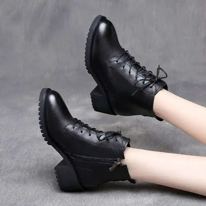 2025 Women's Shoes Luxury Chelsea Boot Women Leather Boot Chunky Winter Shoe Platform Ankle Boots Thick Heel Brand Designer