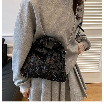 Exquisite Shining Sequins Square Women's Shoulder Bag Popularity Stylish Design Handbags High Quality Solid Sweet Crossbody Bags