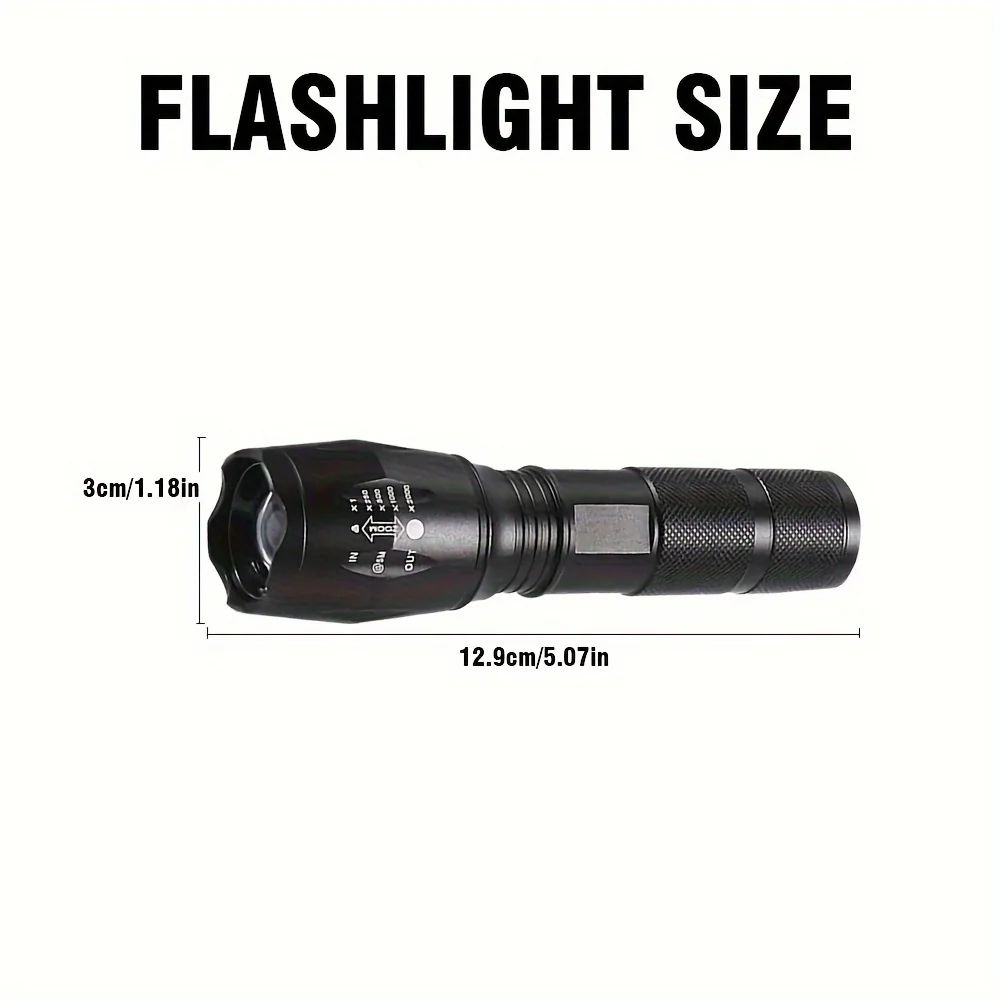 High Power LED Flashlight T6 Aluminum Alloy Zoomable Tactical Torch Battery powered Waterproof Outdoor Light For Camping Lantern
