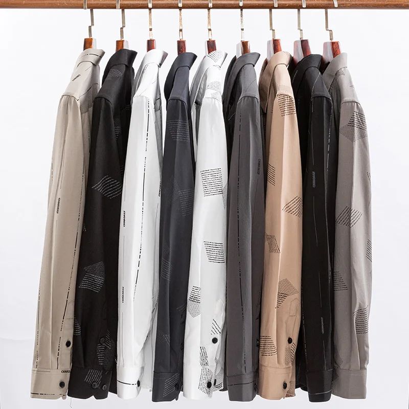 Bamboo Fiber Casual long-sleeve shirts for man elastic Anti-wrinkle striped slim fit formal shirt soft business designer clothes