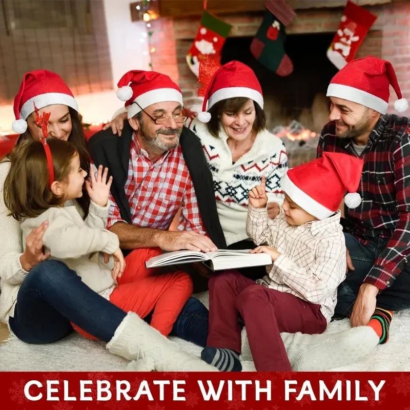 Merry Christmas Hats Non-woven Santa Claus Hats for Adults Kids Red Xmas Caps Women Men New Year Festival Party Decoration Gifts