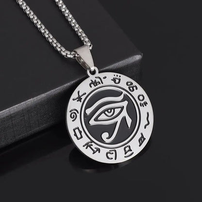 Eye of Horus, Eye of God Necklace, Rotatable Evil Eye Pendant, Men's Trendy Retro Weird Egyptian Amulet Jewelry