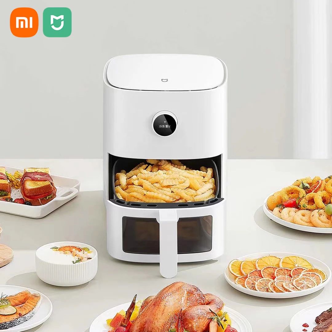 Fritadeira de Ar Inteligente XIAOMI MIJIA Pro 4L Forno Quente Visor Janela APP Temporizador Tela OLED Sem Óleo Fritadeira de Ar Quente 360°