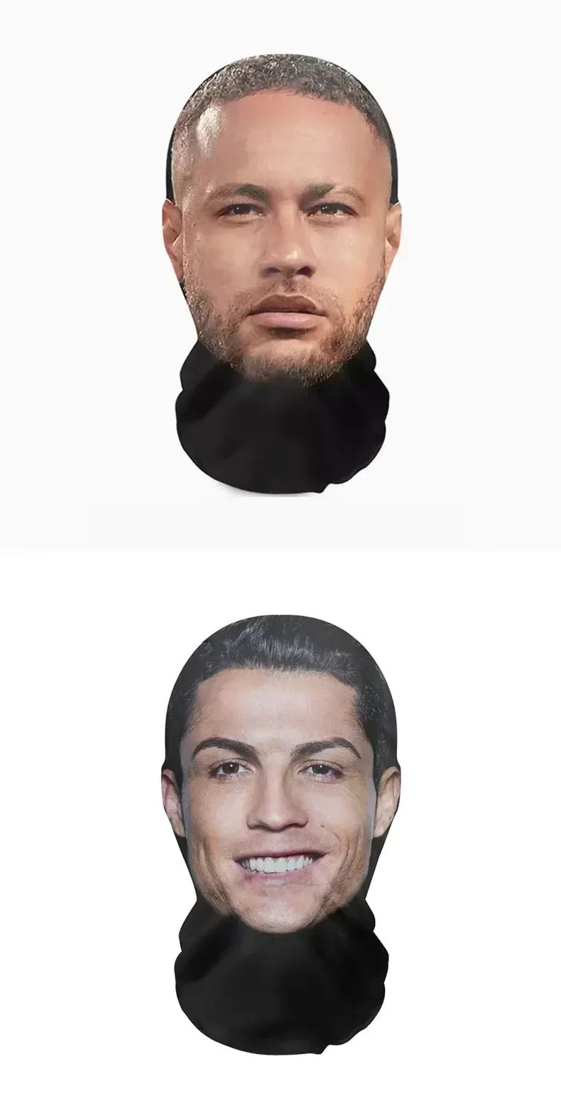 3D Funny Pattern Mesh Face Mask Head Cover Party Cosplay Props UV Protection Shield Neymar Pattern Headwear Novelty Supplies