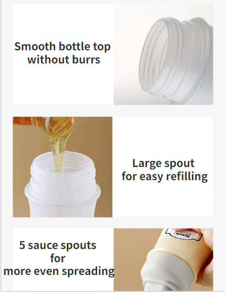 Frasco Espremedor Poroso para Molhos 350ML Garrafa para Molho de Tomate Mel Salada Recipiente Dispensador de Condimentos de Cozinha para Ketchup Molhos BBQ Óleo
