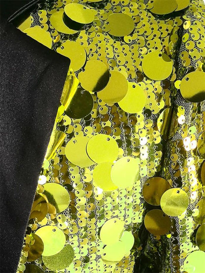 New Men Luxury Sequin Suit Jacket Silver / Gold Fashion Singer Bar KTV Dance Party Stage Performance Dress Blazers Coats