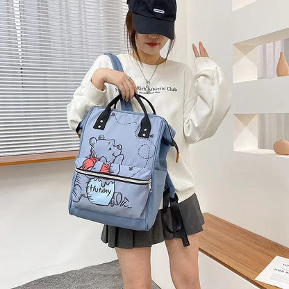 Disney  Winnie The Pooh Diaper Bag Backpack Cartoon Cute Mother and Baby Bag Large Capacity Lightweight Travel Mommy Bag