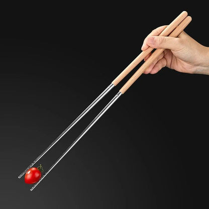 Hashis de Aço Inoxidável Hashis Longos para Cozinhar Macarrão Fritura Panela Quente Hashis Chineses Hashis de Metal Reutilizáveis Utensílios de Mesa