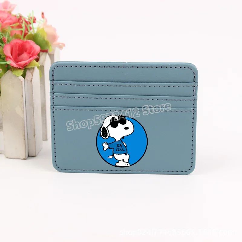 Snoopy Coin Purse Peanuts Anime Credit Card Holder Passport PU Wallet ID Cards Cover Case Bag Kids Men Woman Birthday Gift