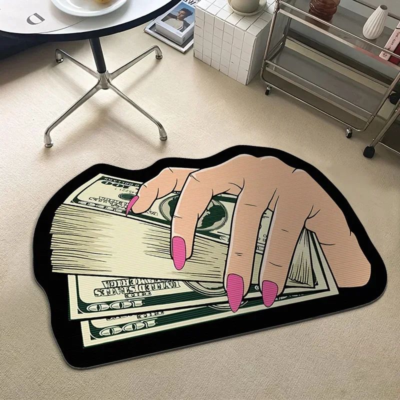 VIKAMA Upgraded Material Personalized Creative Dollar Simulated Money Carpet Living Room Bedroom Kitchen Bathroom Art Rug Mat