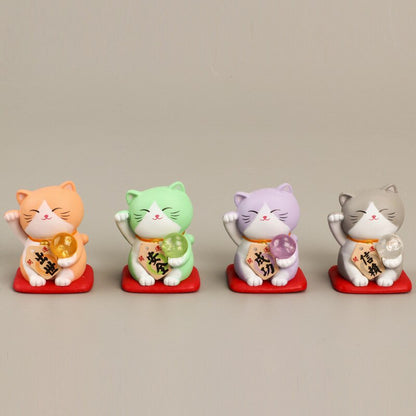 1 unidade Desenho Animado Japonês Gato da Sorte Estatueta 3D Modelo Animal Presente Ornamento de Carro Decoração Artesanal Doméstica Decoração de Vidro Acessórios DIY