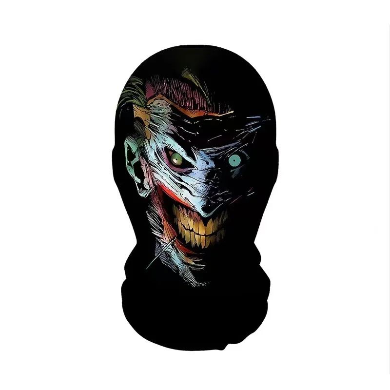 Halloween Skeleton Mask Elastic Mesh Hood Scary Party Cosplay Prop Breathable Face Cover Hood