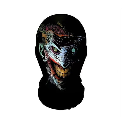 Halloween Skeleton Mask Elastic Mesh Hood Scary Party Cosplay Prop Breathable Face Cover Hood