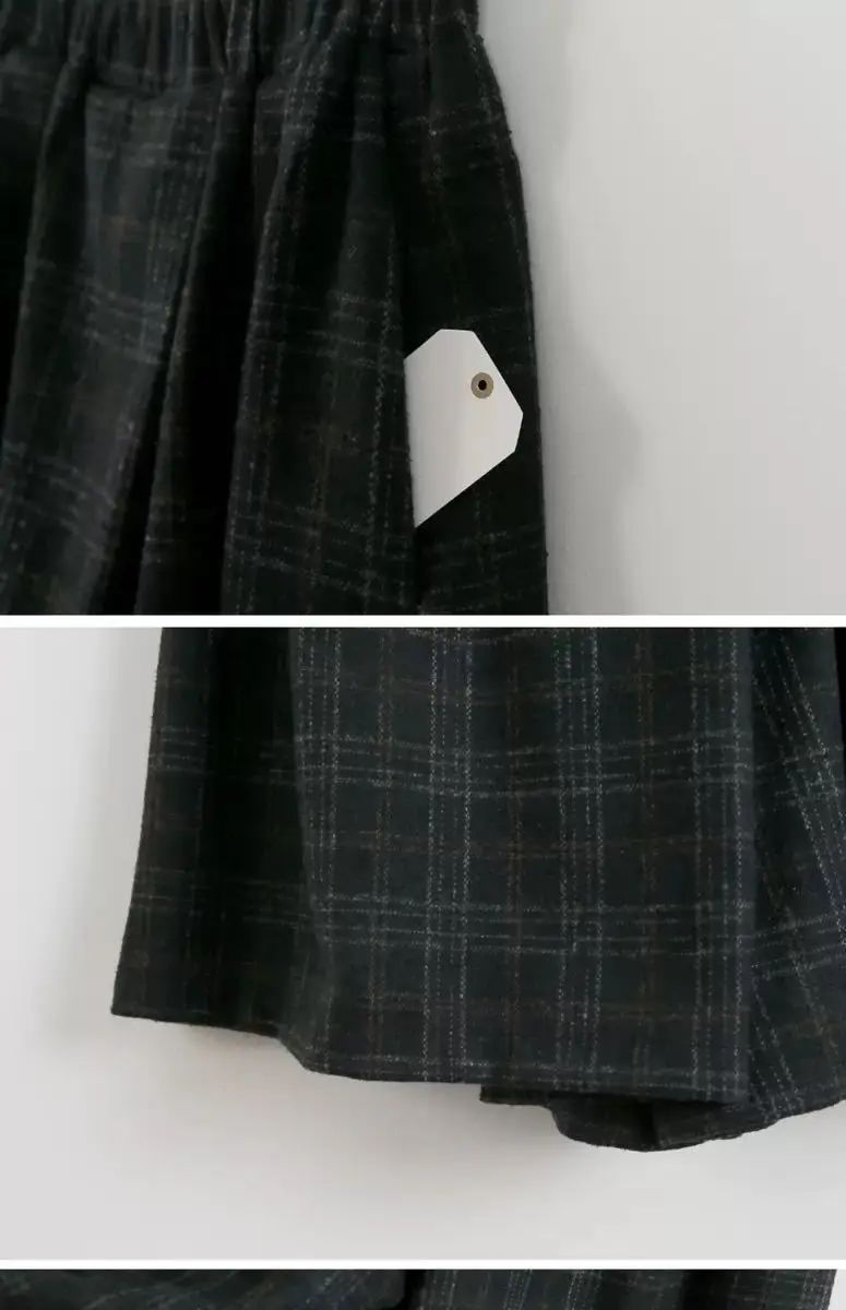 Women Elastic High Waist Woolen Pants Autumn Winter New Plaid Wool Wide Leg Pants Female Casual Loose Ankle-Length Skirts Pants