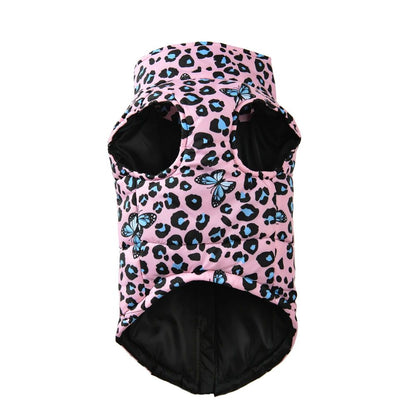 Dog Jacket Winter Warm Clothes For Small Medium Dogs Cats Leopard Print Pet Puppy Coat With D-ring Chihuahua Yorkie Pug Outfits