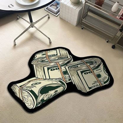 Creative  Money Shaped Carpet Personality Imitation Money Rug Dollar Rug for Bedroom Irregular  Art Floor Mat Door