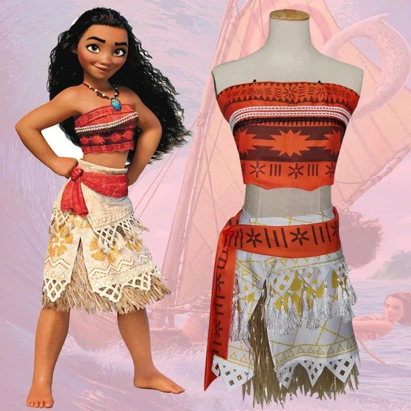 2026 Anime Vaiana Moana princesse Costume robe océan Maui Moana robe Mao collier filles adultes   Halloween Performance costumes